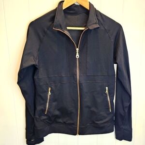Zyia Active Jacket Women's Size Large Black Gold Workout Athletic Gym